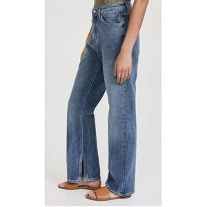 DL1961 Straight Leg Jeans in Washed Blue with Front Hem Slits